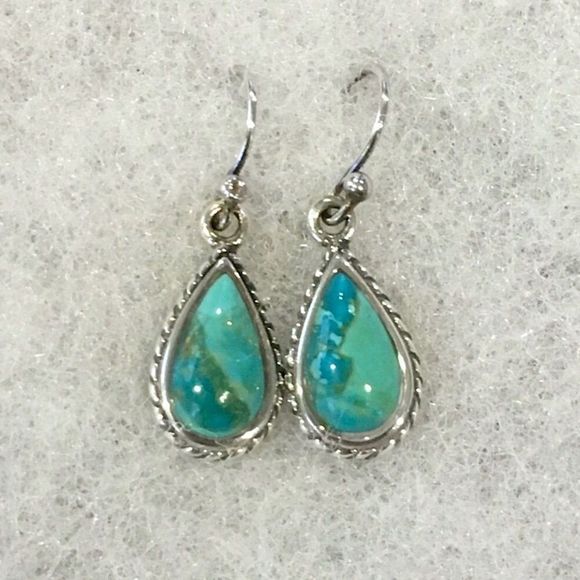 BARSE Turquoise Sterling Silver Drop Earrings with Rope Trim - Picture 1 of 6